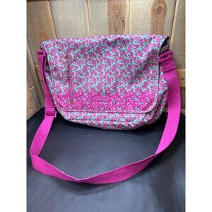 Vera Bradley Floral Messenger Bag With Adjustable Strap & Multiple Compartments